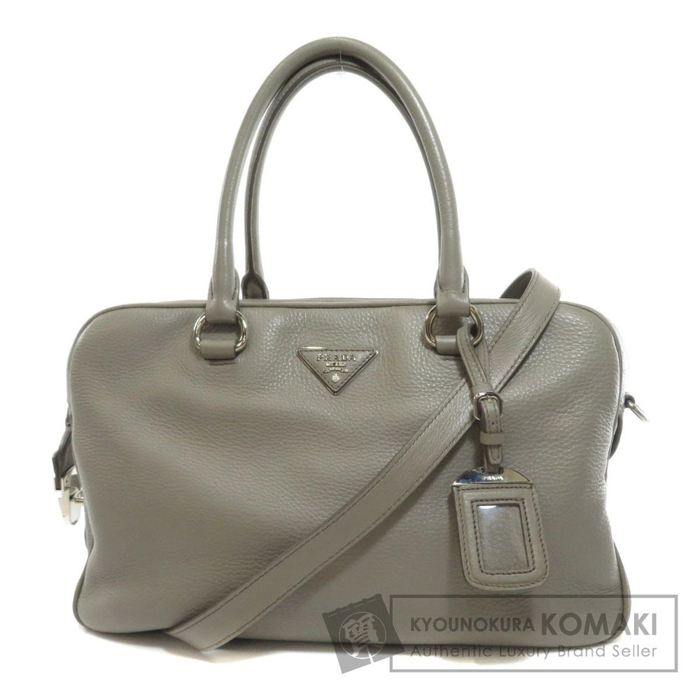 Prada 2Way Handbag Gray Vitello Daino leather
